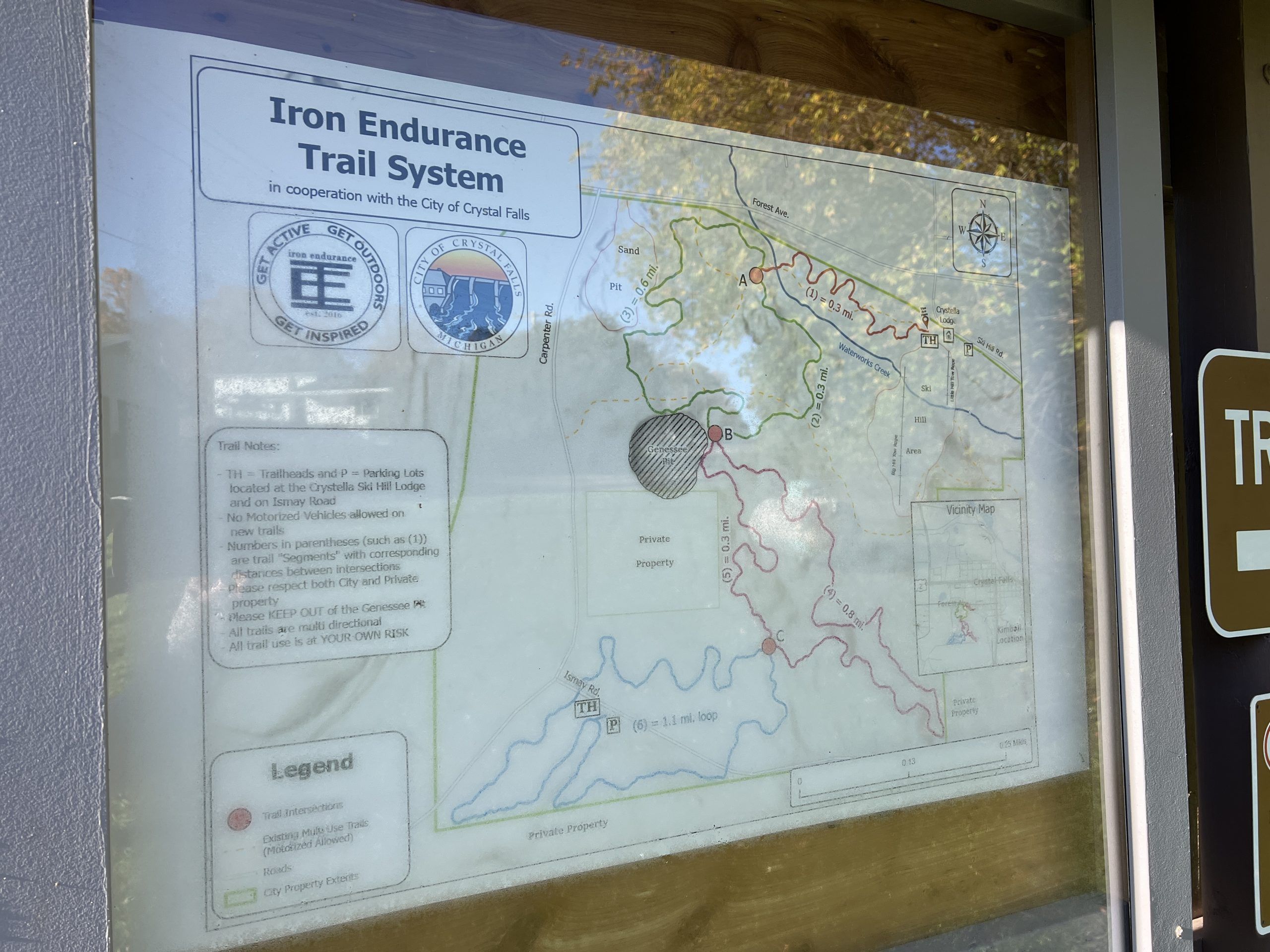 Hiking Trail Map at the entrance at Crystella Ski Hill Hiking Trail Map at the entrance at Crystella Ski Hill